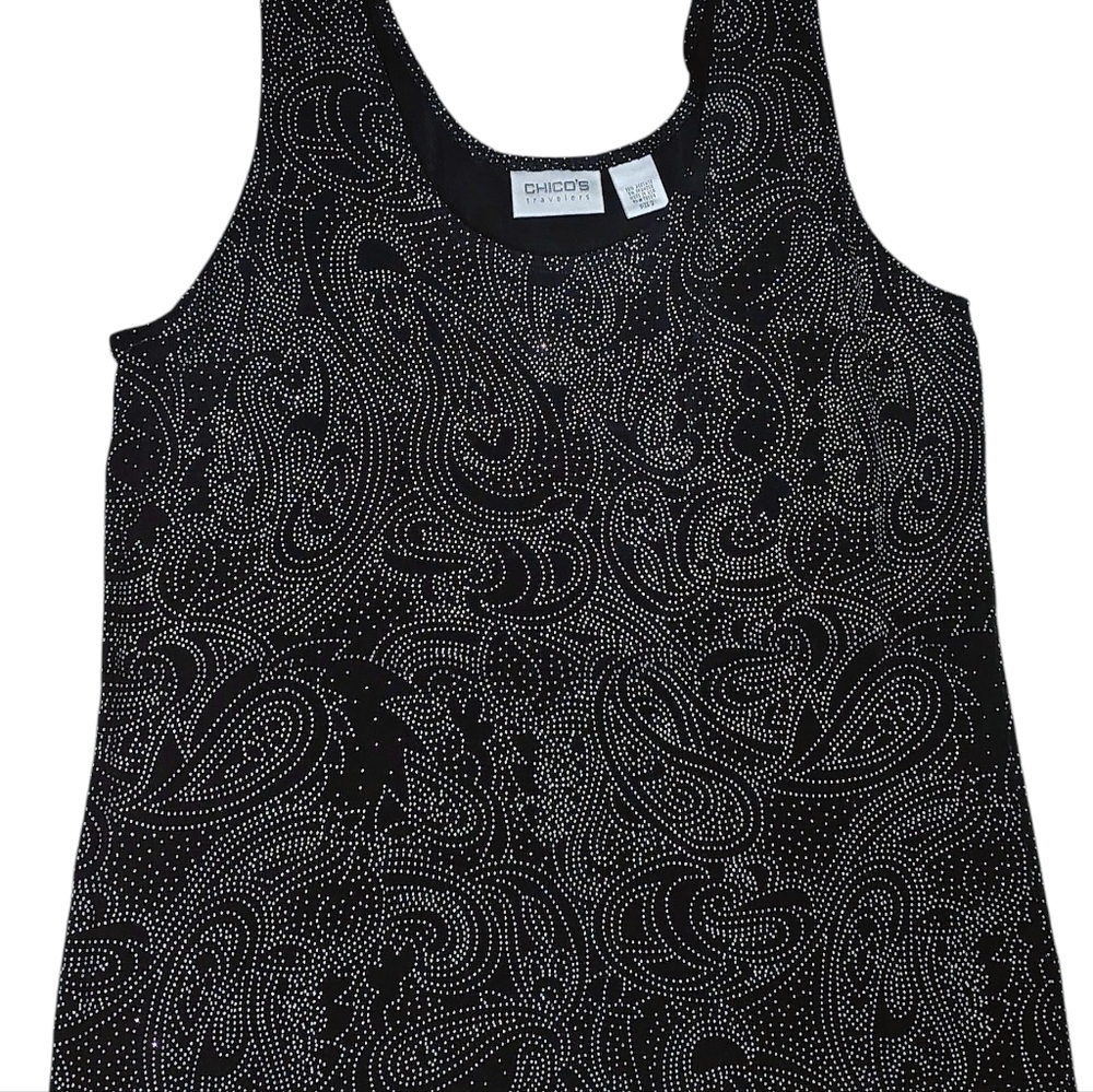 Chico's Black and White Patterned Tank Top